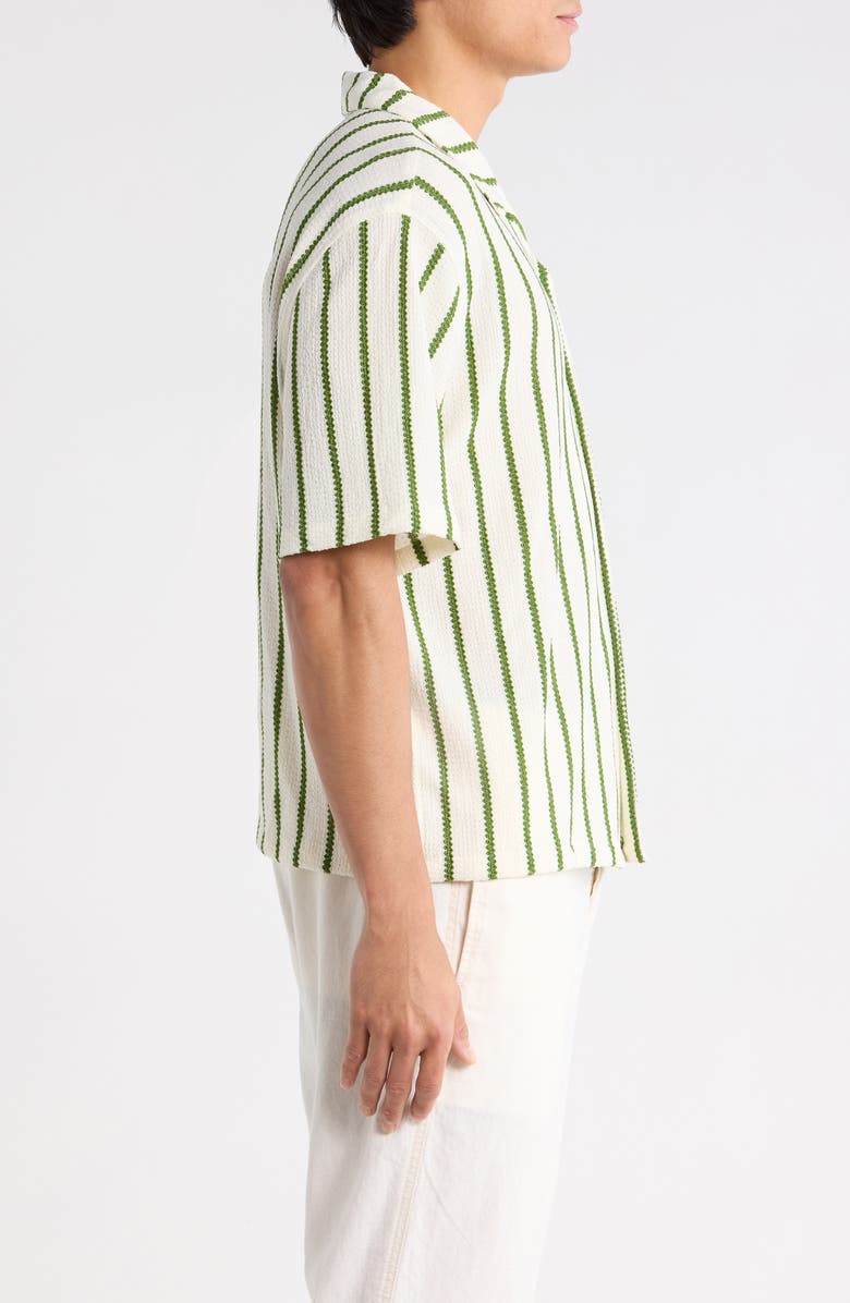 PacSun Naz Stripe Camp Shirt, Alternate, color, White/ Green
