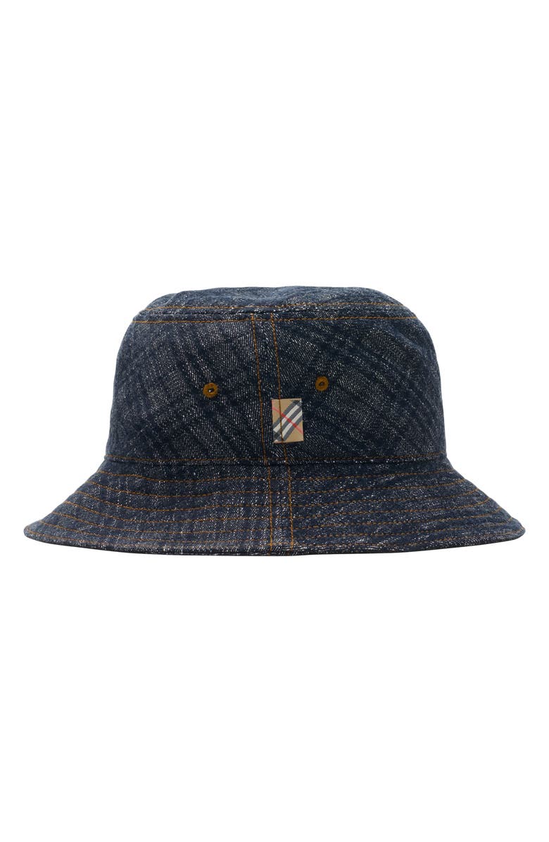 Burberry Check Jacquard Denim Bucket Hat, Alternate, color, Indigo
