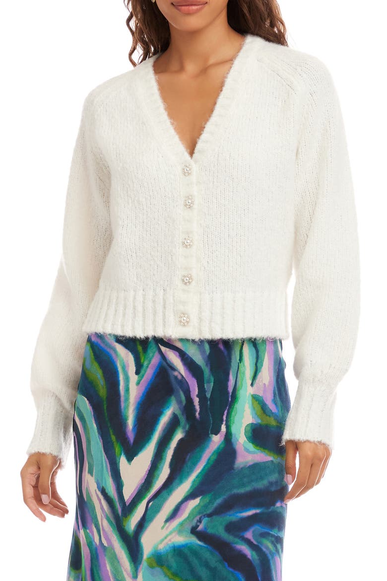 Pearl Button Cardigan, Main, color, OFF WHITE