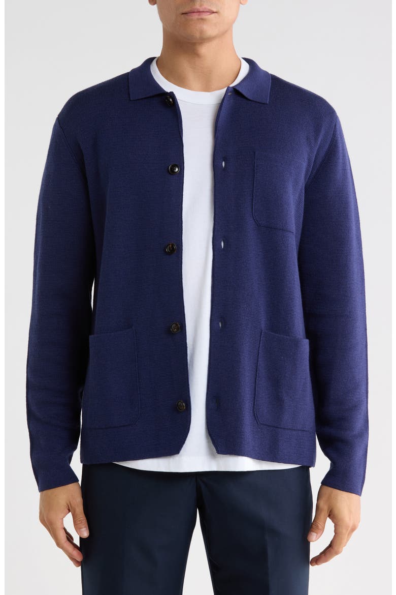 Connoly Merino Wool & Linen Chore Coat, Main, color, NAVY