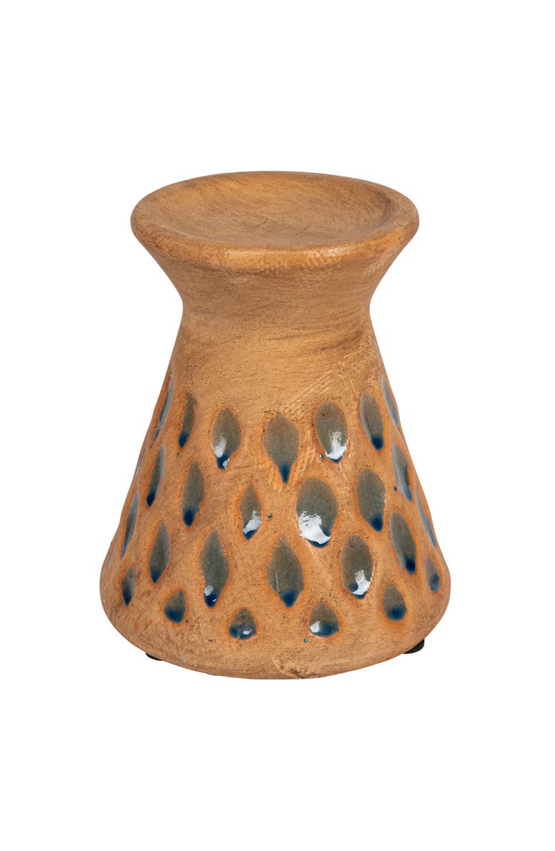 Storied Home 6.5 Inches Debossed Terra-cotta Candle Pillar Holder for 3 Inches Pillar, Main, color, Terracotta
