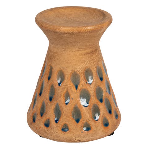 6.5 Inches Debossed Terra-cotta Candle Pillar Holder for 3 Inches Pillar