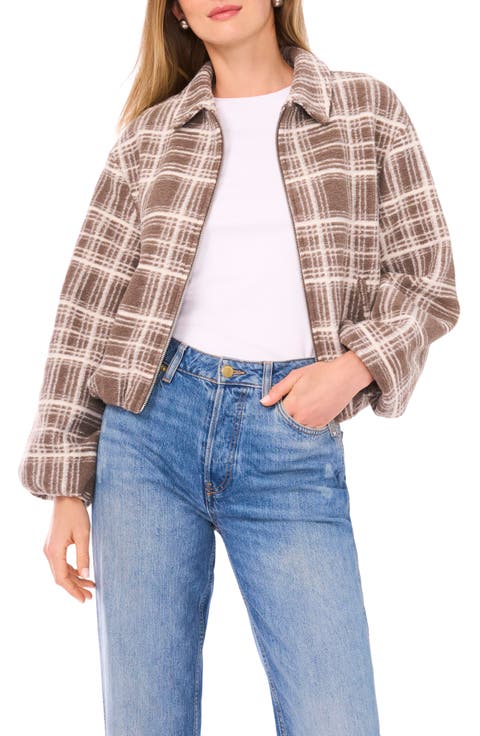 Plaid High Pile Fleece Bubble Jacket
