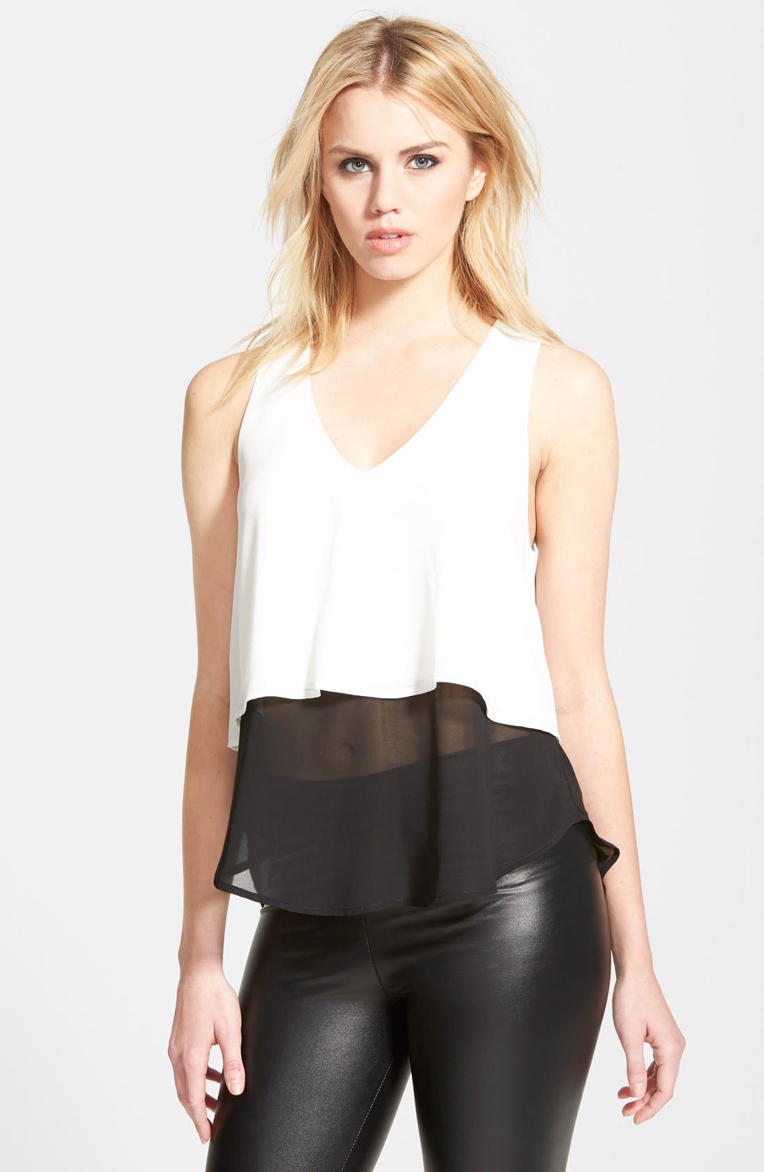 ASTR the Label ASTR Sheer Colorblock Tank (Women) | Nordstrom
