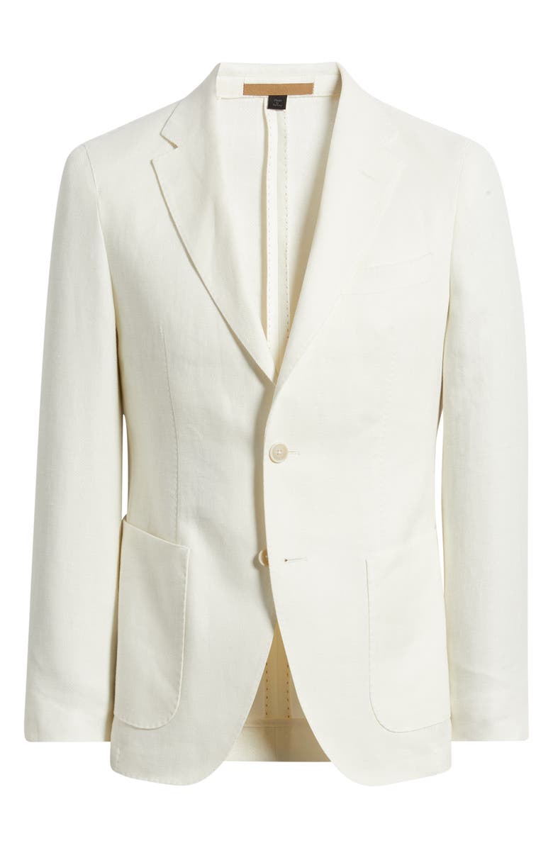 BOSS Camel Heston Slim Fit Off White Wool & Linen Herringbone Sport Coat, Alternate, color, Open White
