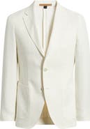 BOSS Camel Heston Slim Fit Off White Wool & Linen Herringbone Sport Coat