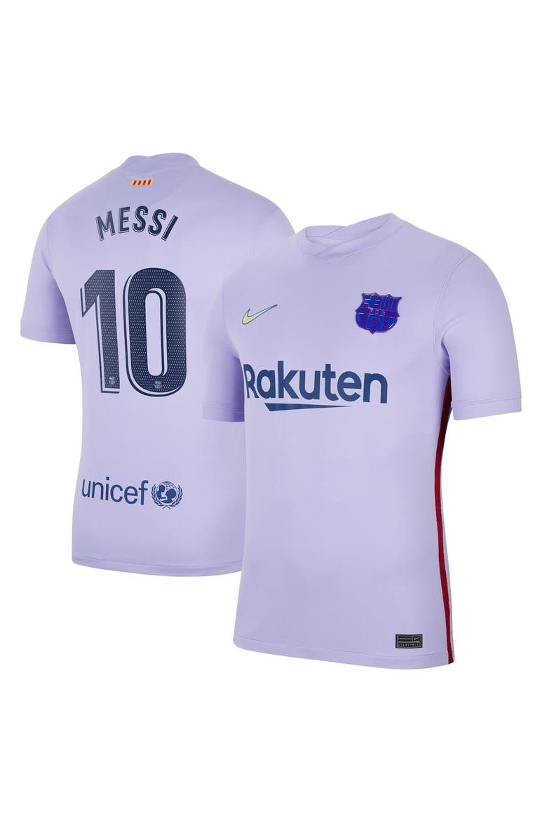 Men's Nike Lionel Messi Purple Barcelona 2021/22 Away Stadium Replica Player Jersey, Main, color, Purple