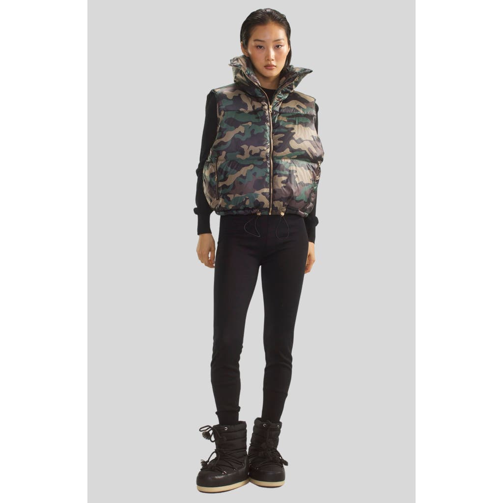 Shop Cynthia Rowley Undercover Puffer Vest In Green Camo