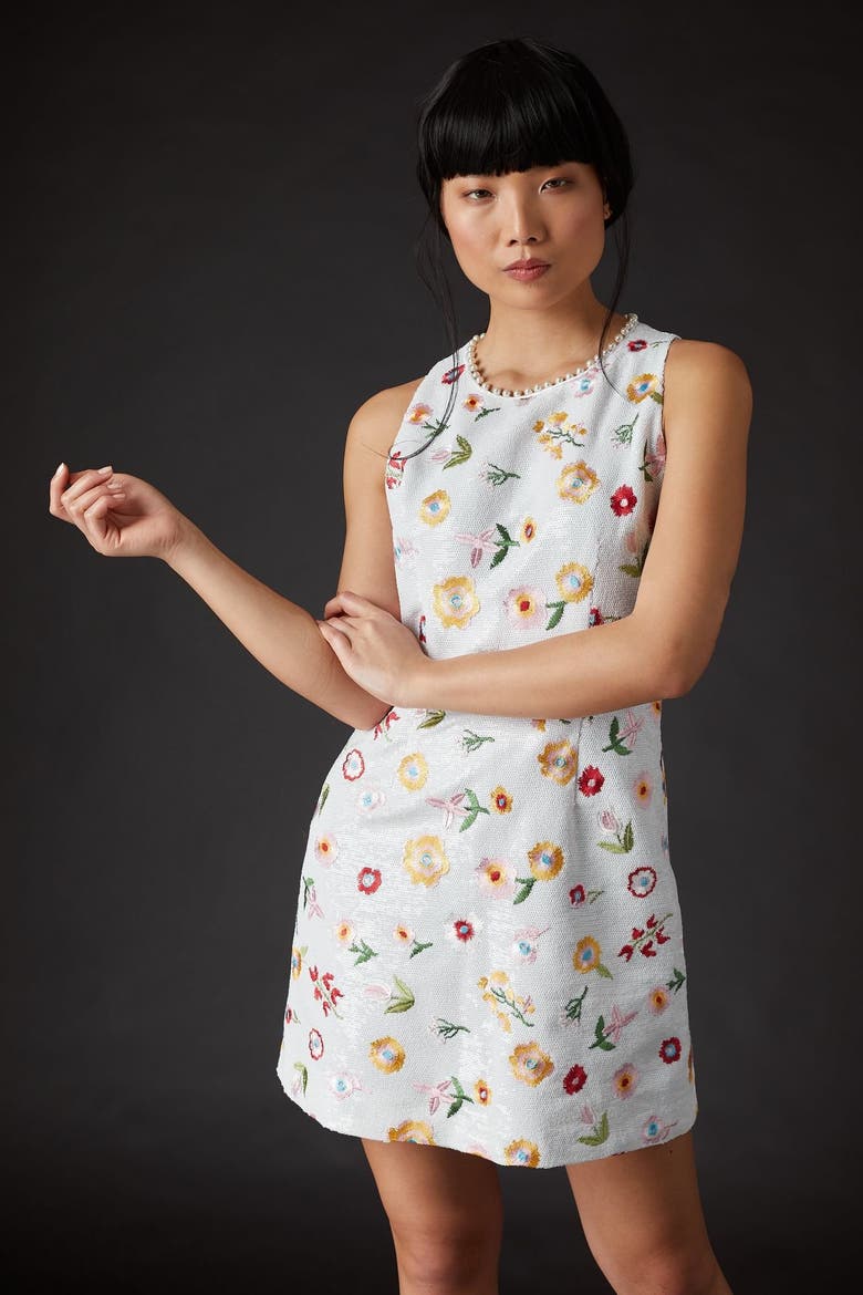 Derling Embroidered Dress, Alternate, color, Blanche
