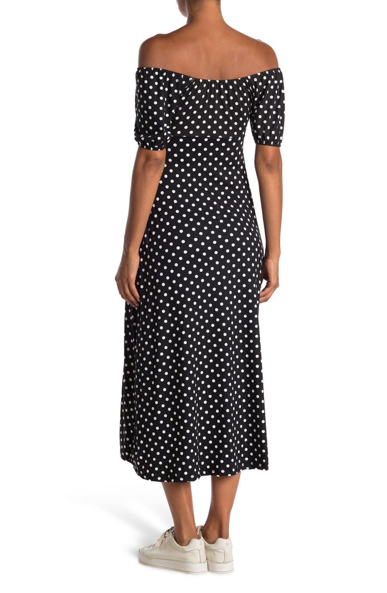 Velvet Torch Puff Sleeve Empire Side Slit Dress, Alternate, color,