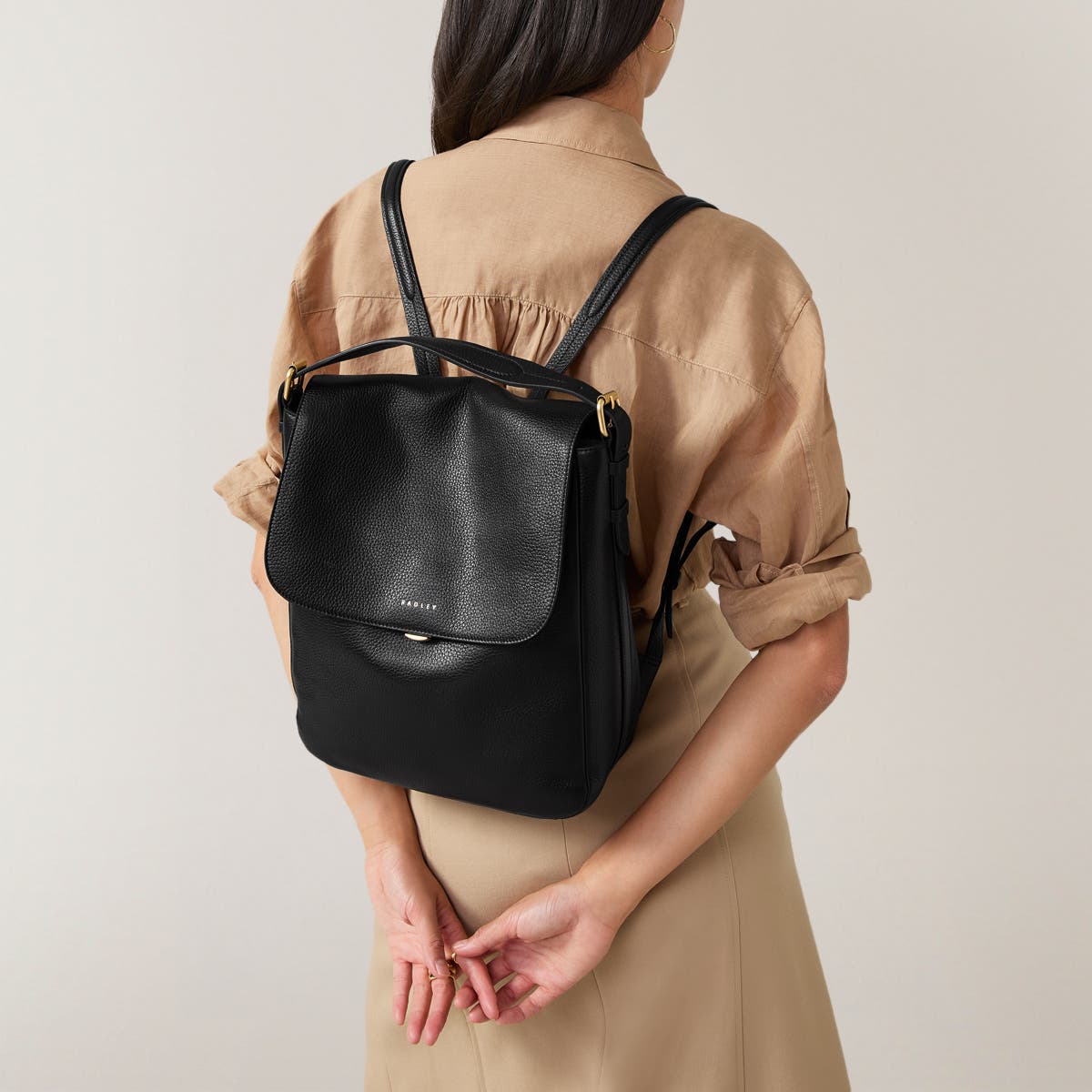 Radley Grafton Street Medium Flapover Backpack, Alternate, color, Black