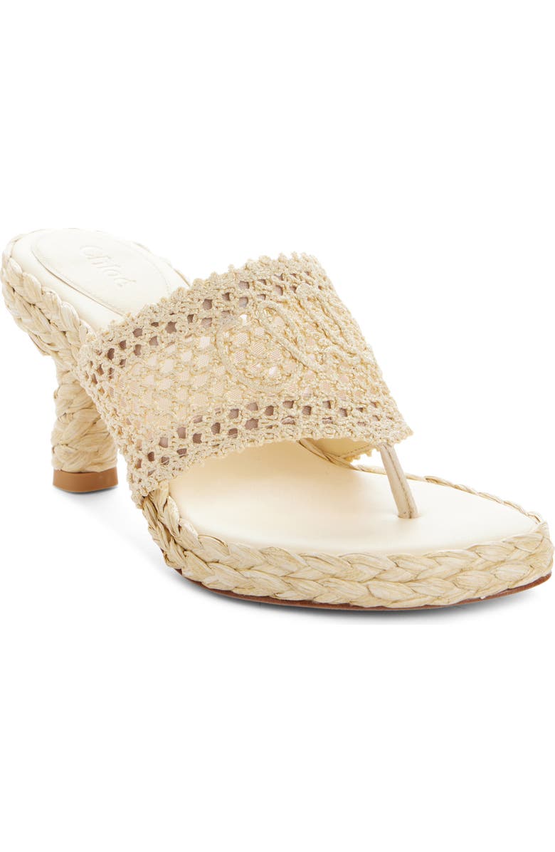 Chloé Isla Crochet Espadrille Sandal, Main, color, Natural Brown
