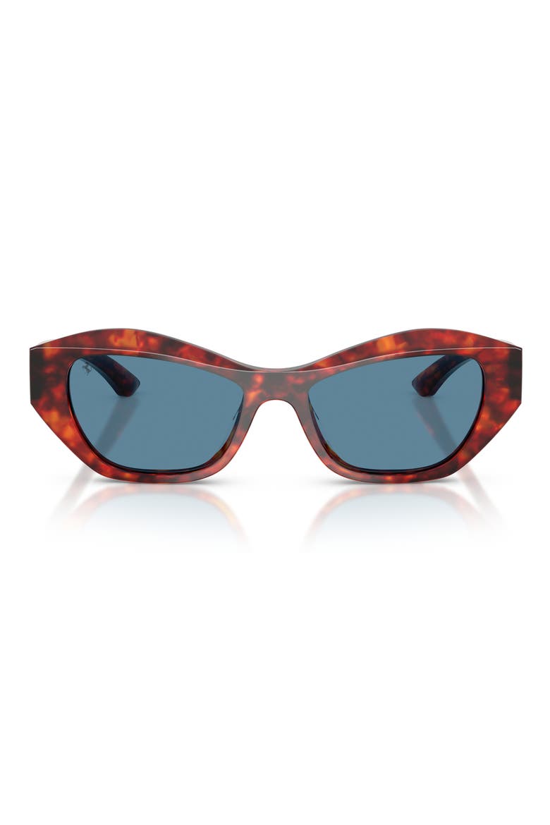 53mm Polarized Cat Eye Sunglasses, Main, color, HAVANA RED / POLAR BLUE