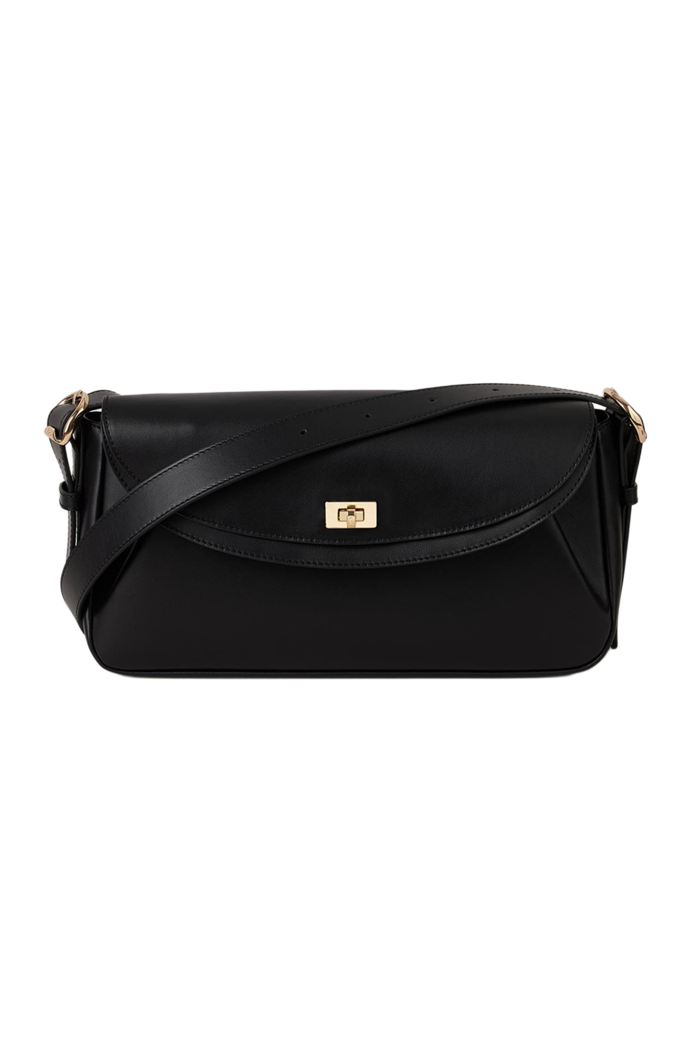 SANDRO Le Mambo plain leather bag, Main, color, Black