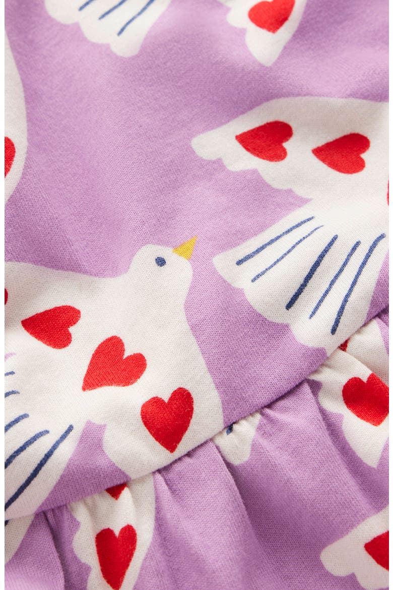 Kids' Love Birds Print Long Sleeve Cotton Jersey Dress, Alternate, color, PURPLE LOVE BIRDS
