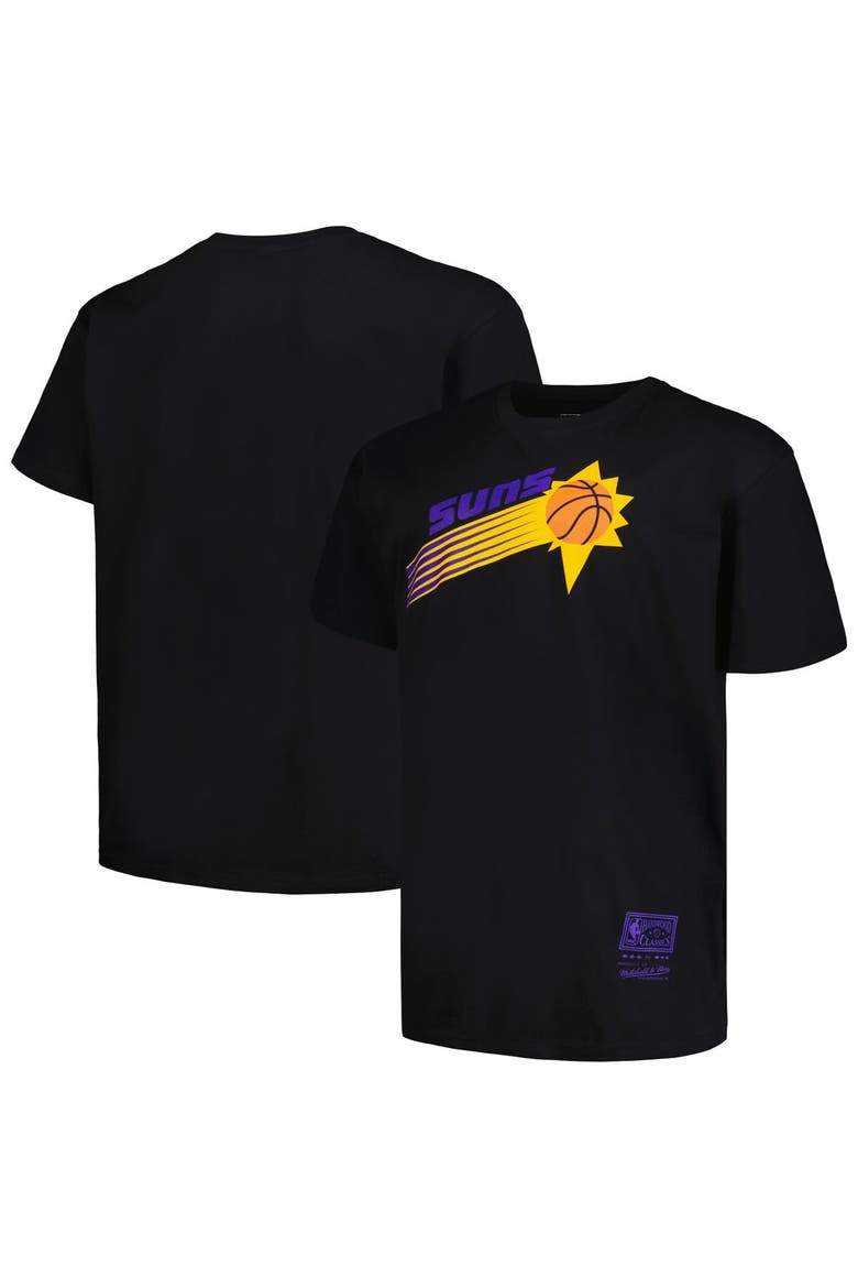 Men's Mitchell & Ness Black Phoenix Suns Big & Tall Hardwood Classics Vintage Logo T-Shirt, Main, color, Black