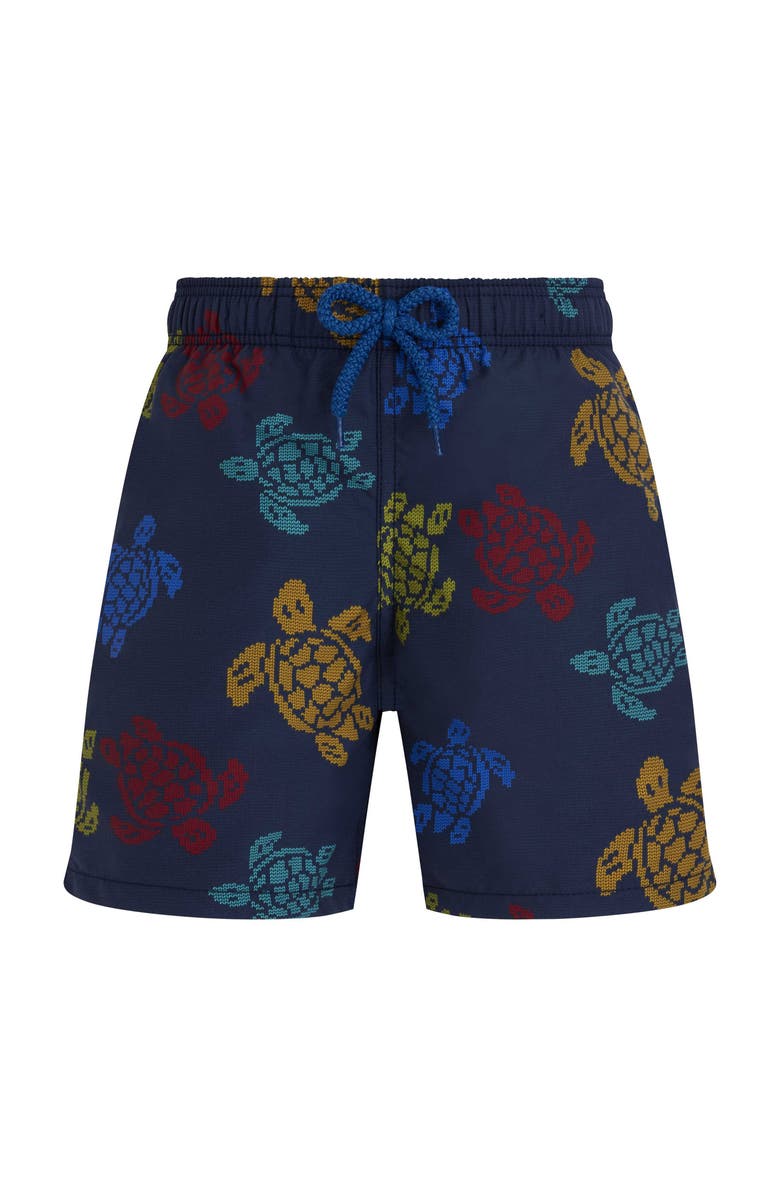 Vilebrequin Kids' Ronde Des Tortues Tricot Swim Shorts, Main, color, Bleu Marine