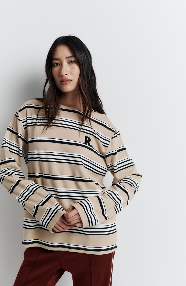 Romy the Brand Varsity Long Sleeve Tee, Alternate, color, Tan Stripe