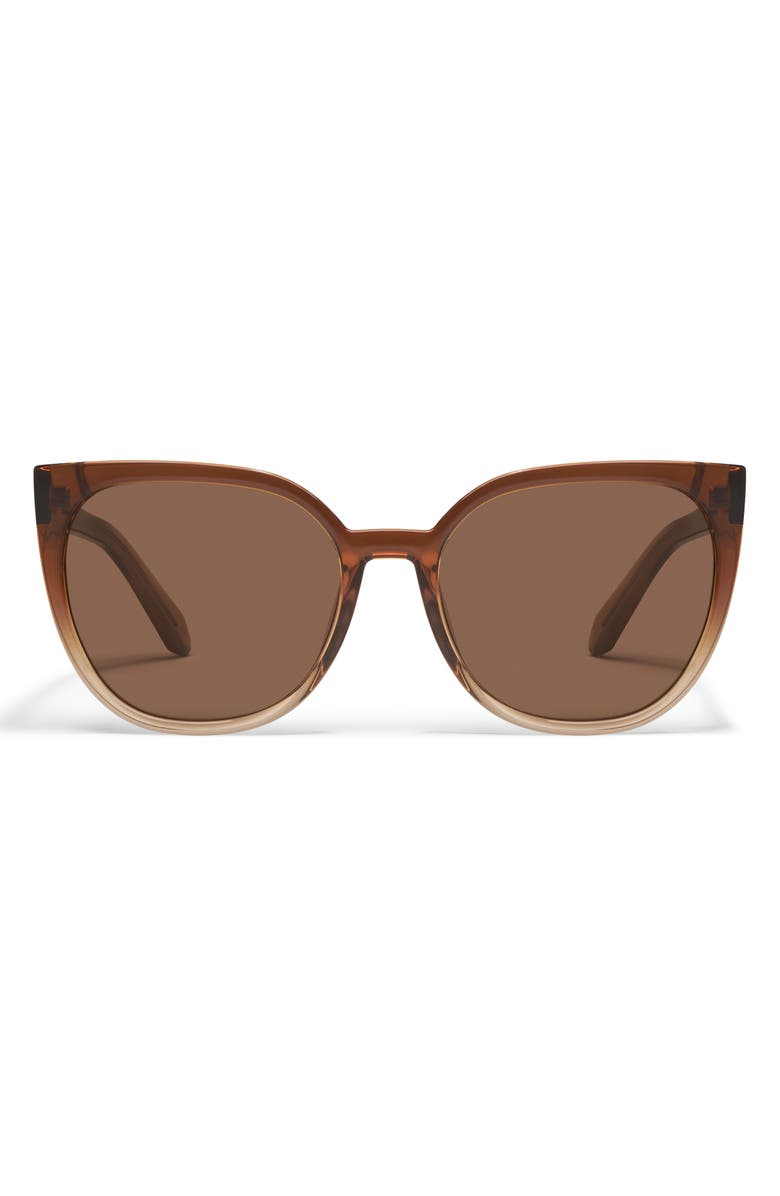 QUAY Staycation 57mm Small Cat Eye Sunglasses, Main, color, Coffee Oat/ Brown