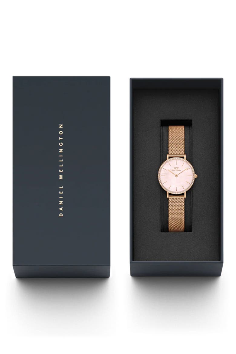 Petite Lumine Mesh Strap Watch, 28mm, Alternate, color, ROSE GOLD