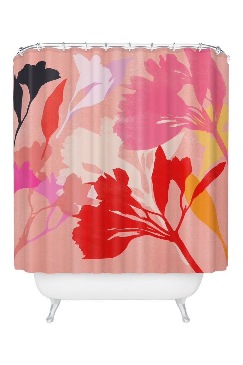 Cat and Moon Shower Curtain, Main, color, PINK