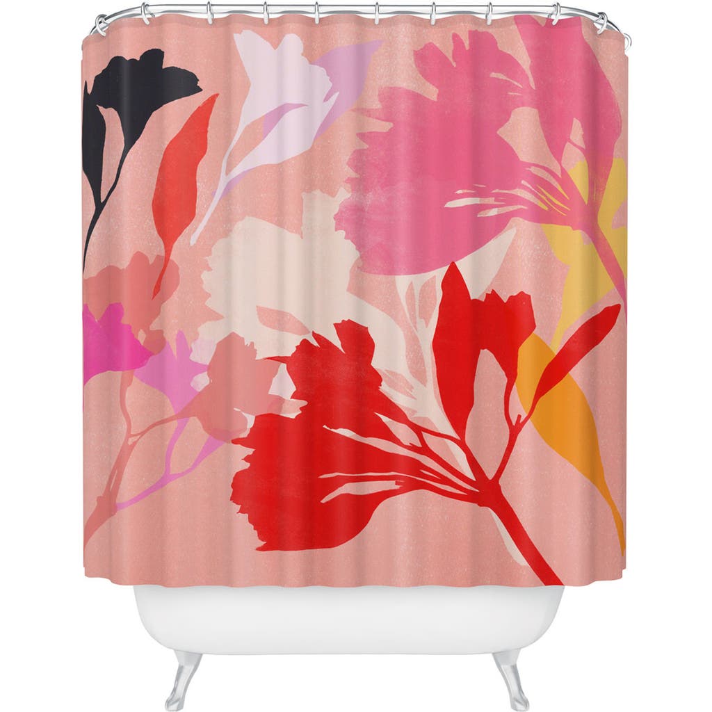Deny Designs Cat And Moon Shower Curtain In Pink