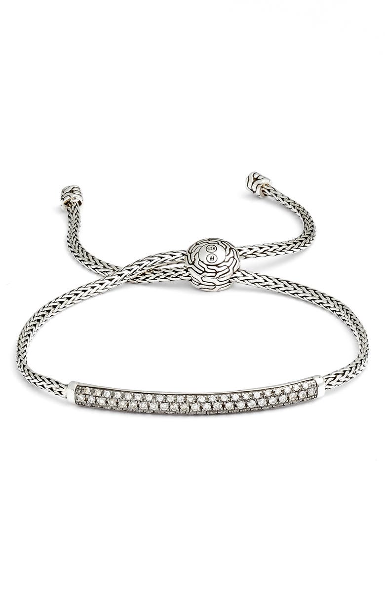 John Hardy Icon Slider Bracelet, Silver, Diamonds, Main, color,