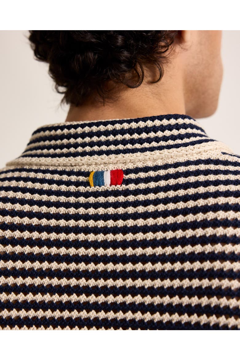 Lowry Classic Fit Crochet Stripe Polo, Alternate, color, NIGHT IRIS/CASHEW