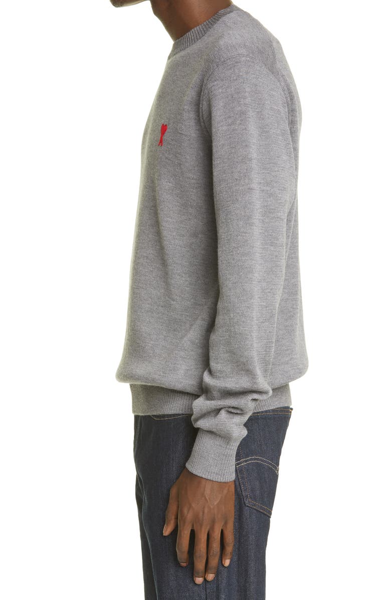 AMI Alexandre Mattiussi Ami de Couer Embroidered Merino Wool Sweater, Alternate, color, 