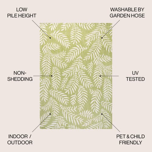 Jonathan Y Nevis Palm Frond Indoor/outdoor Area Rug In Green/cream