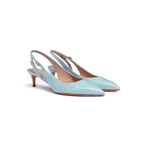 SANTONI PATENT LEATHER MID-HEEL SLINGBACK
