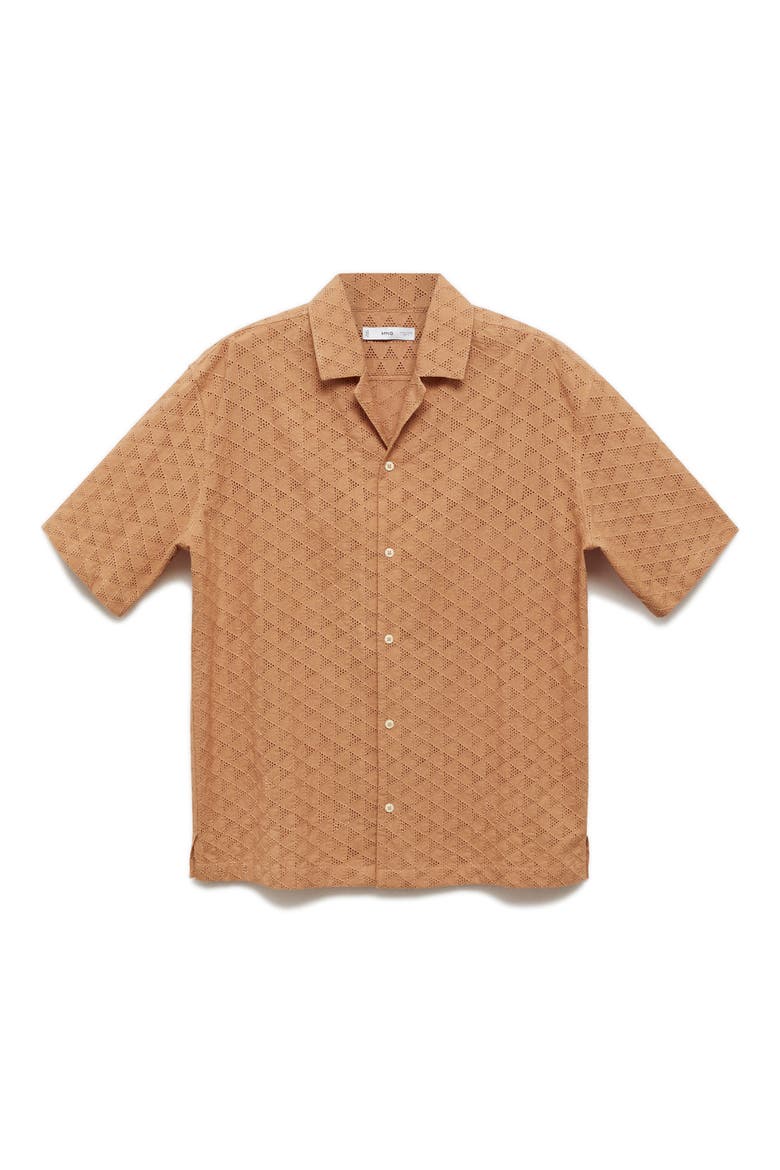 Short Sleeve Cotton Button-Up Shirt, Alternate, color, SALMON