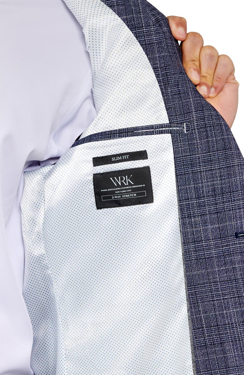 W.R.K Slim Fit Navy Plaid Sport Coat, Alternate, color, Navy