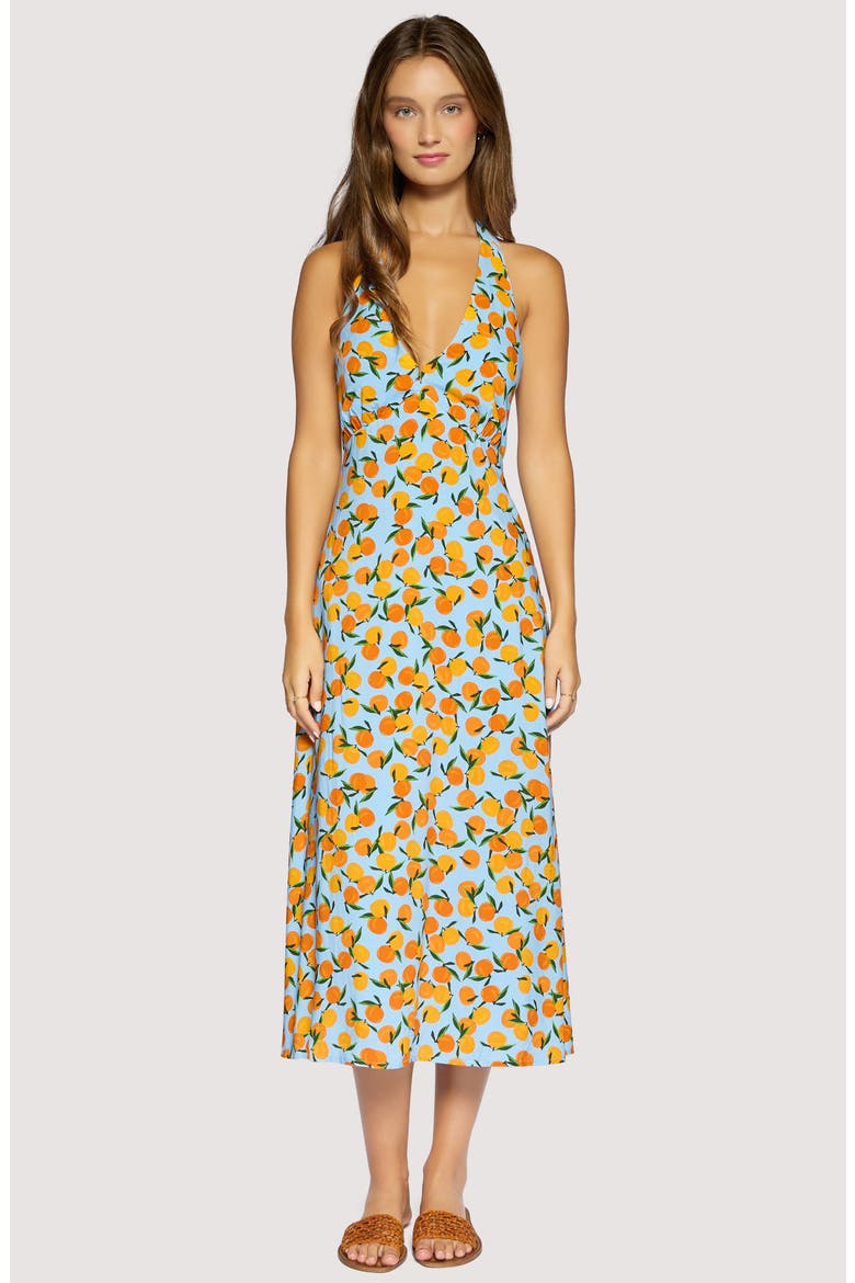 Citrus Soirée Halter Neck Dress, Alternate, color, BLUE ORANGE