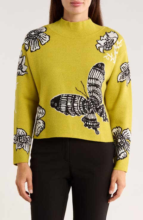 Mock Neck Jacquard Sweater