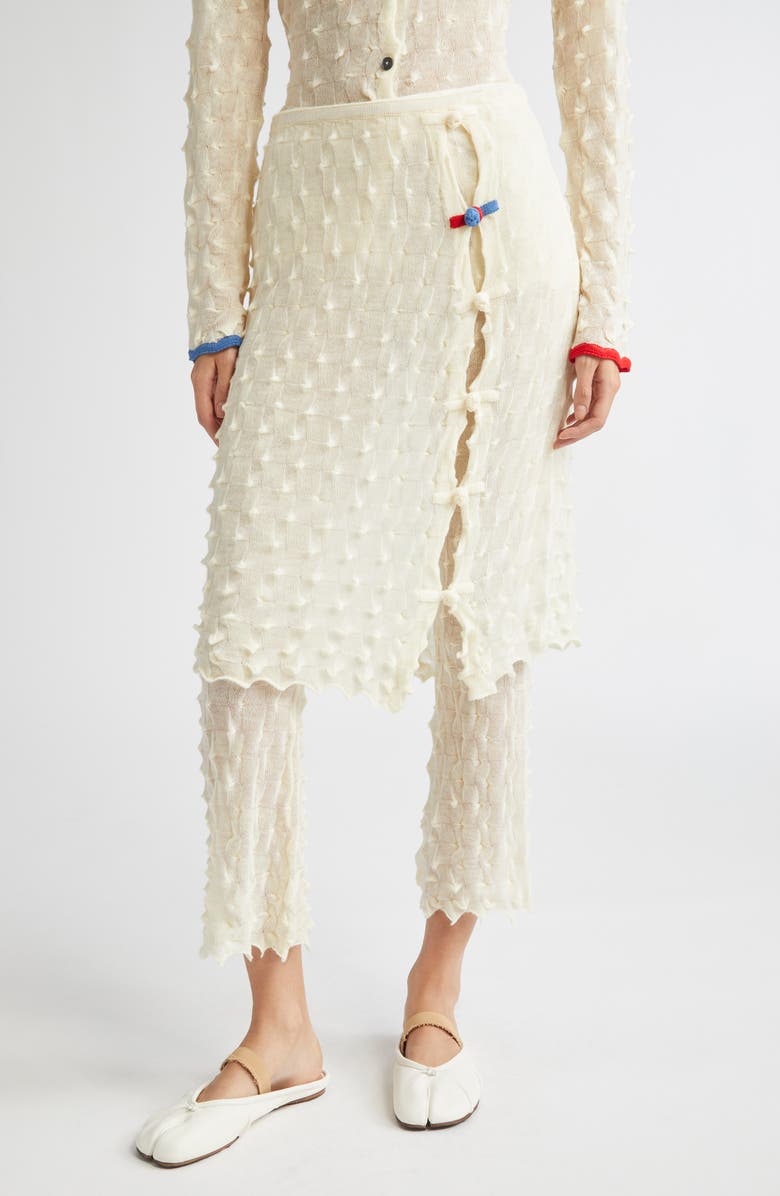 YanYan Borlor Checkerboard Knit Wool Skirt Pants, Main, color, Ivory