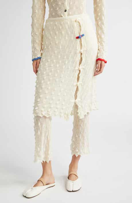 YanYan Borlor Checkerboard Knit Wool Skirt Pants
