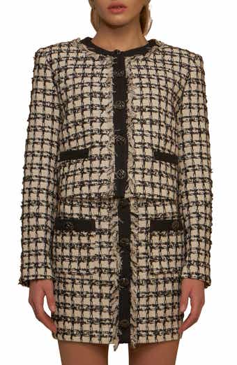 Premium Fringe Metallic Tweed Crop Jacket