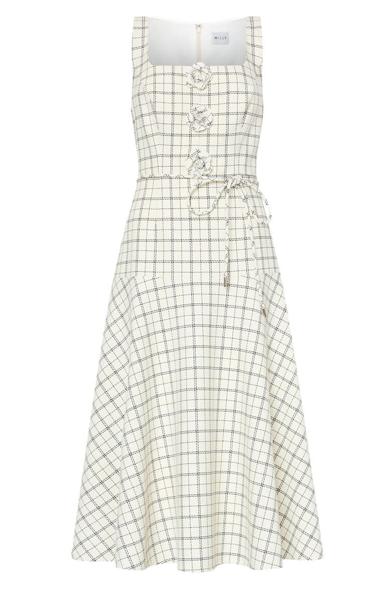 Mira Plaid Midi Dress, Alternate, color, WHITE/ BLACK