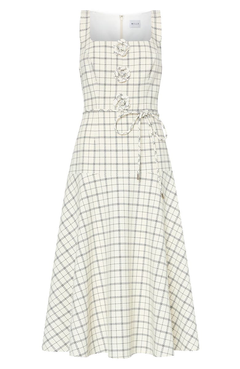 Milly Mira Plaid Midi Dress, Alternate, color, White/ Black