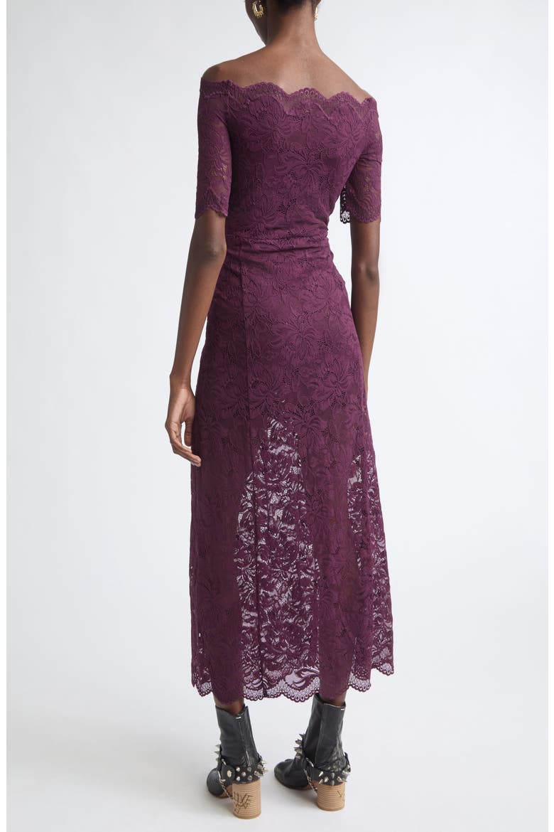 Off the Shoulder Stretch Lace Maxi Dress, Alternate, color, MAGENTA PURPLE