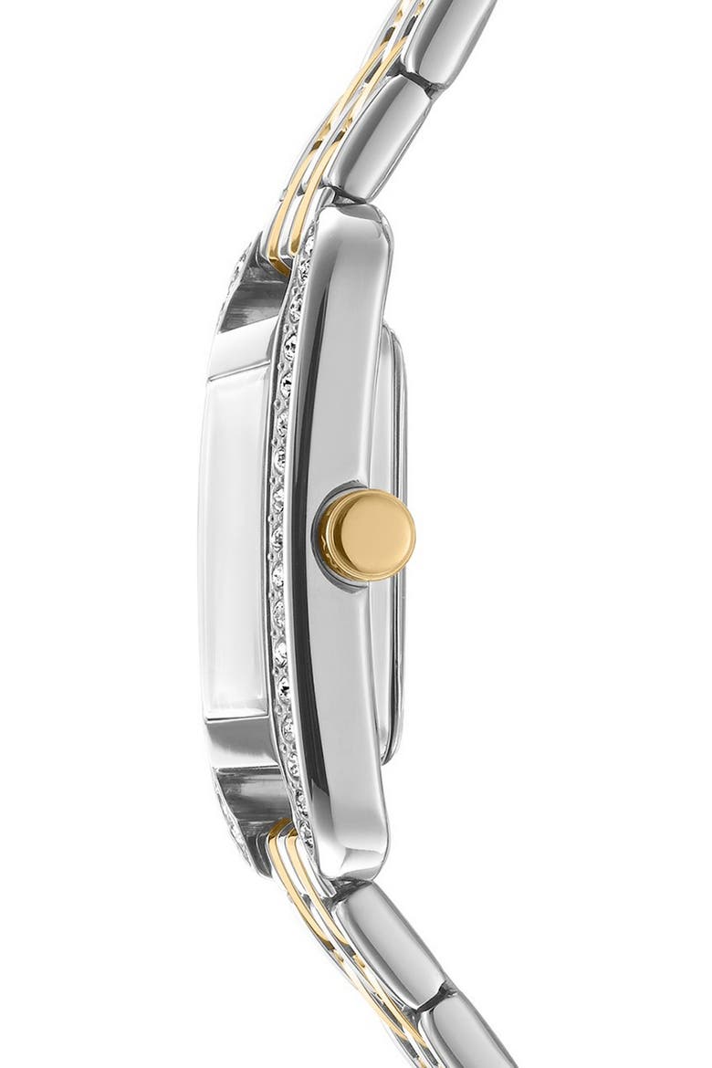 Signature Shape Crystal Bezel Tank Bracelet Watch, 20mm x 33mm, Alternate, color, WHITE MOP