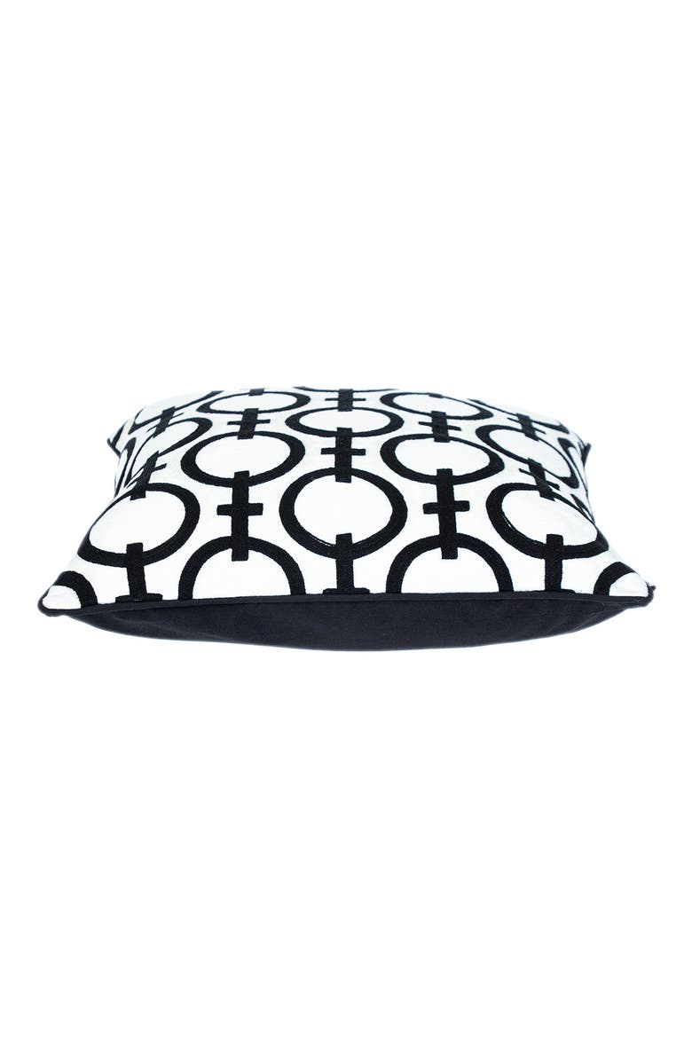 Rounder Embroidered Throw Pillow, Alternate, color, BLACK