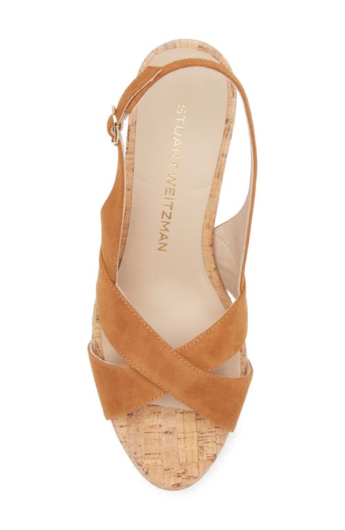 Stuart Weitzman Dayna Slingback Platform Wedge Sandal In Hazel Suede