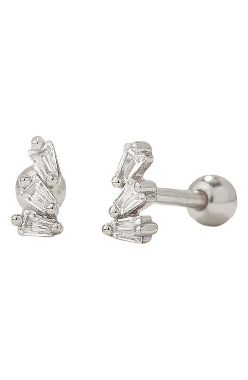 Made By Mary Triple Baguette Stud Earrings In Silver