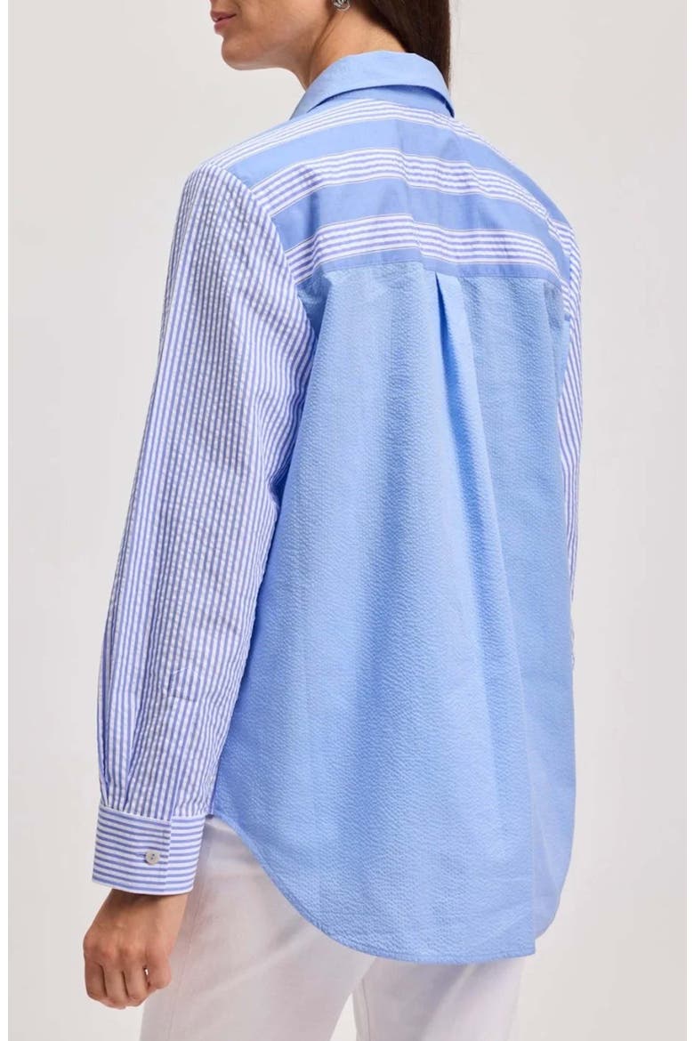 Mix Stripe Boyfriend Shirt, Alternate, color, BLUE MULTI