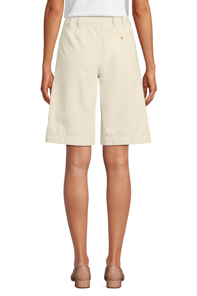 Lightweight Denim Mid Rise Pleated 12" Slouchy Shorts, Alternate, color, Natural