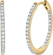 LuvMyJewelry Everbloom Sleek Inside Out Diamond Set Hoop Earrings in 14K Gold