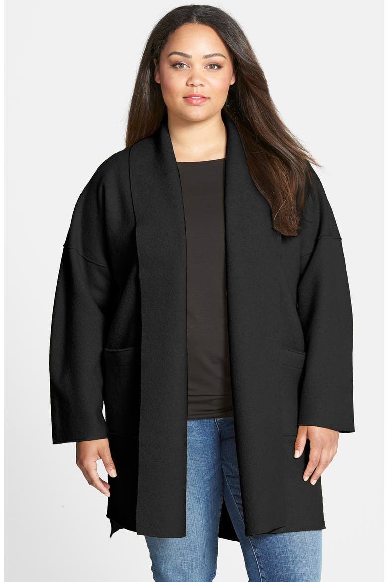 Boiled Wool Kimono Coat, Main, color, BLACK