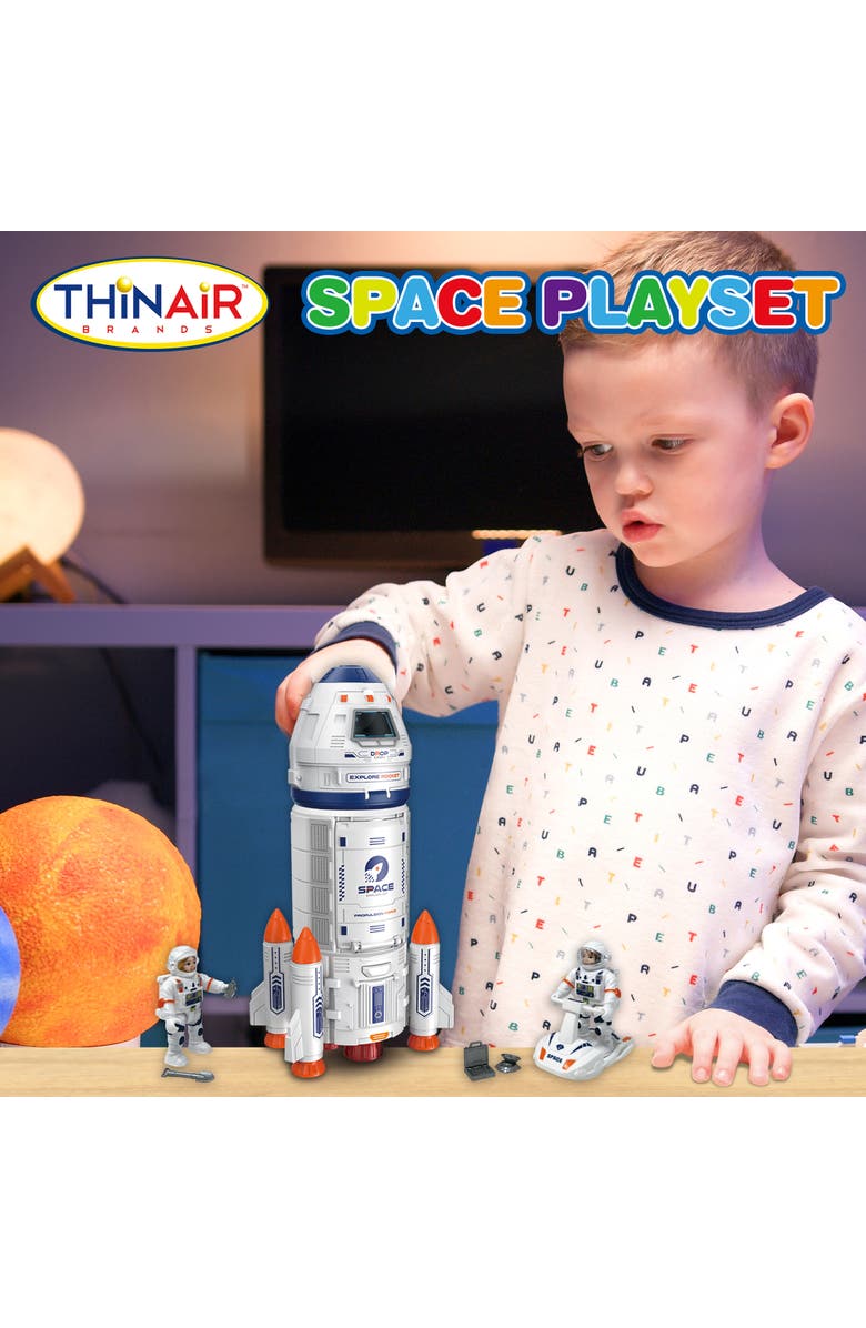 Playful Minds Space Playset 10Pc Lights & Sounds Spaceship Toy Set, 12", Alternate, color, 